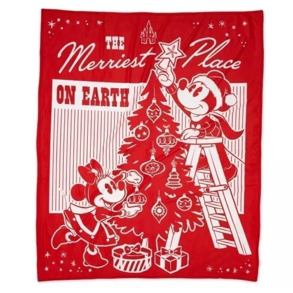 2022 Disney Parks Mickey Mouse Christmas Holiday Cozy Fleece Blanket Throw